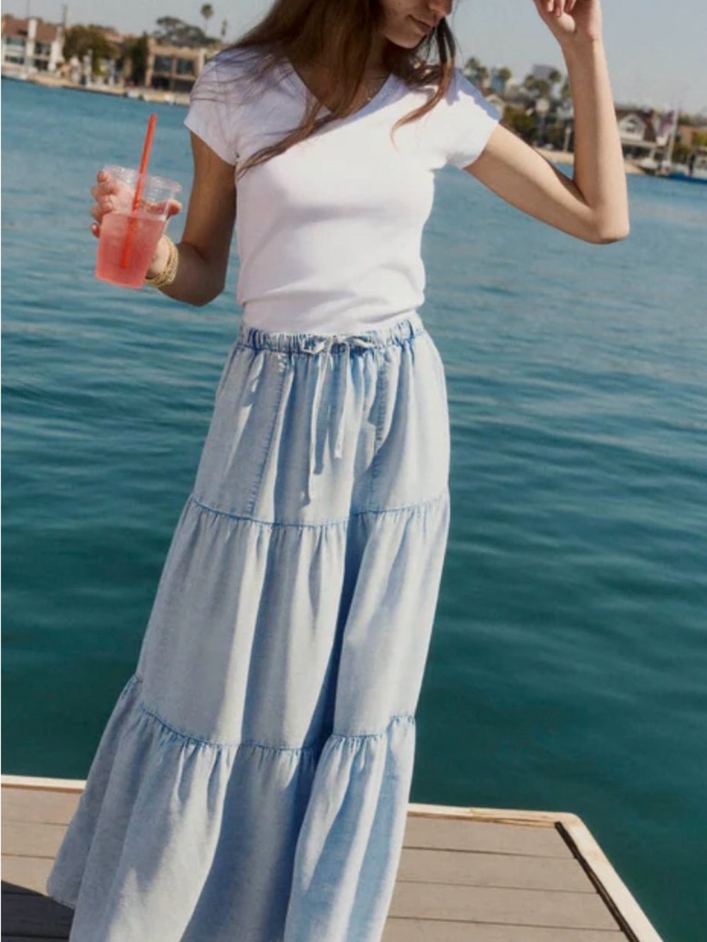 Splendid Melanie Indigo Skirt XS NWT Chambray